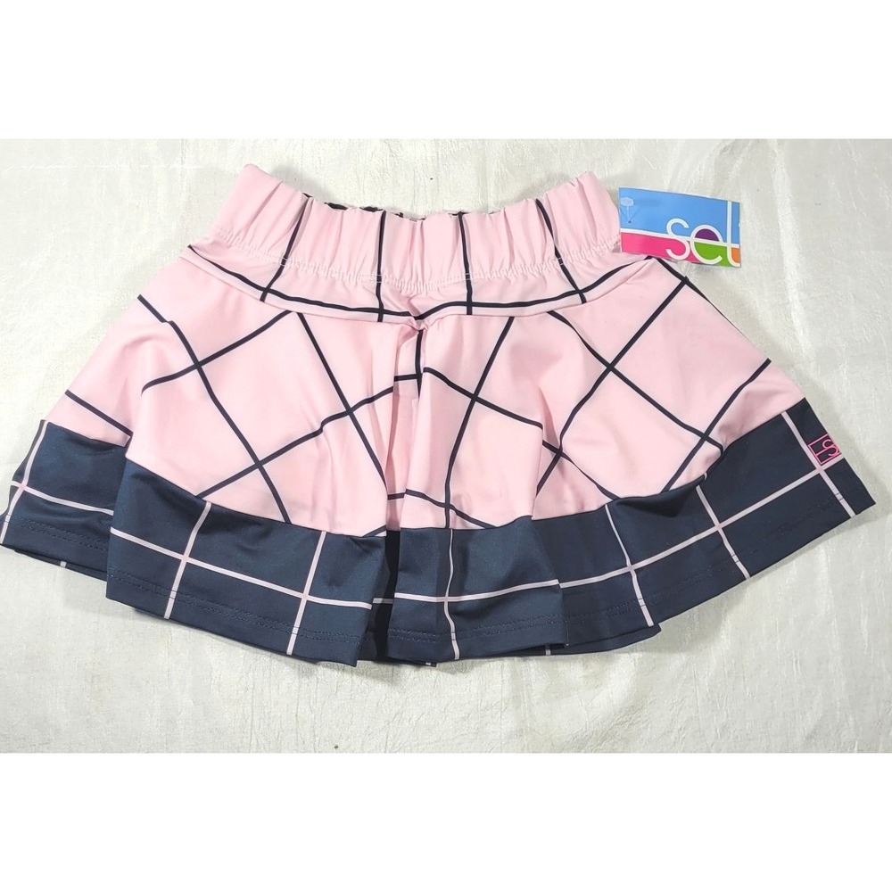 Set Ahtletics girl's Cotton Candy Pink & Nantucket Navy Windowpane Skort Sz 5/6